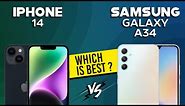 iPhone 14 VS Samsung Galaxy A34 - Full Comparison ⚡Which one is Best