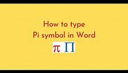 How to type Pi symbol in Word