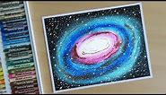 Milky Way Galaxy Drawing with Oil Pastels for Beginners