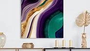 Designart 'Purple, Green And Gold Bold Strokes II' Abstract Metal Wall Art - Bed Bath & Beyond - 37849480