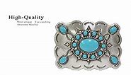HA0031-TQ Turquoise Bead Belt Buckle Antique Sterling Silver Finish