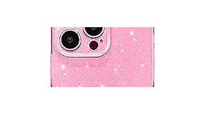 Hython Case for iPhone 15 Pro Case Glitter Cute Sparkly Shiny Bling Sparkle Phone Cases 6.1", Thin Slim Fit Soft TPU Bumper Shockproof Rubber Protective Cover for Women Girls Girly, Bright Pink