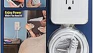 Ontel Presto Plug Outlet Extender for Relocating Unreachable Power Outlets, 4ft Cord, Sticks Easily on Wall, Provides Surge Protection, 2 AC Outlets, 2 USB Ports & Built-in Shelf