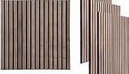 4PCS 3D Wood Slat Wall Panels Acoustic Panels for Interior Wall Decor | Fluted Wood Panel | Soundproof Felt Back Board | Natural 2x2 ft. | 4 Pack in Box (Walnut)