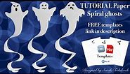 👻 TUTORIAL How to make paper Spiral ghosts Halloween decorations FREE templates #craft #halloween