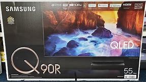 Samsung 2019 QLED 4K Q90R unboxing and setup QE55Q90R with Retail DEMO