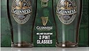 Guinness Stout Beer Glass Green Ireland Collection Twin Pack | Official Merchandise Pint Glasses Set of 2 | Perfect Irish gifts for Beer Lovers