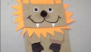 🌟How to make a Puppet Lion with Grocery recycled bag - Easy Paper Craft - simplekidscrafts