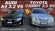 TOYOTA CAMRY 3.5 V6 284CV VS AUDI A4 3.2 V6 QUATTRO 269CV, DISPUTA INCRÍVEL!