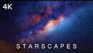 STARSCAPES in 4K | 2 Hours | Timelapse Stars Night Sky Galaxy Space Travel Milky Way Ultra HD