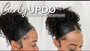 EASY Curly Updo Using Drawstring Ponytail | Protective Natural Hairstyle + Claw Clip Ft.BetterLength