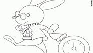 The White Rabbit and the clock coloring page printable game