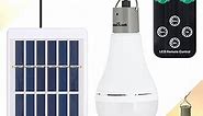 Solar Light Bulbs with Remote Timer, 9W USB Rechargeable Emergency Light Bulb Chicken Coop Light 1800mAh 5 Lighting Modes for Home Shed Hiking Camping Tent Hurricane Power Outage Lamps(Grey)