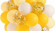 TUPARKA 12 inches Yellow White Gold Confetti Balloons 60 Pack Pastel Yellow White Party Balloon for Sunflower Honeybee Theme Birthday Baby Shower Party Supplies