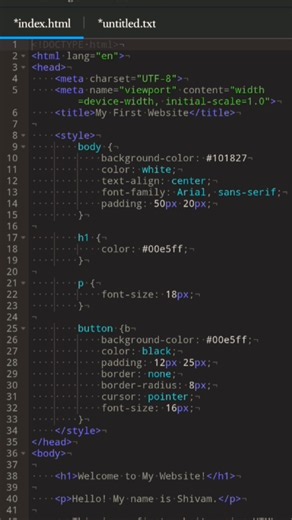 how to start coding #html #css #java #python #c++ #c #my first web #code with shivamx#shorts #coding