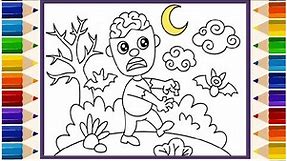 Zombie Coloring Page. Painting and Drawing for Kids and Toddlers. Fun Relaxing Art Craft #spooky