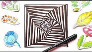 Easy Op Art Drawing - Square Optical Illusion Art Tutorial Step by Step