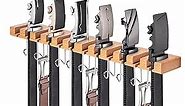 Belt Hanger for Closet | 2-in-1 Wall Mount Belt Rack | 23 Slots Storage Max 42 Belts w/ 360° Hook | Ratchet Belt Organizer for Closet Accessories, Wardrobe, Door, Wood 1 Pack