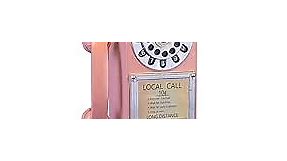Antique Telephone - Pink Rotary Dial Landline Phone Model Vintage Classic Phone Props Retro Wall Mounted Crafts Ornaments Cafe Bar Window Booth Decoration - 9.8''L x 6.3''W x 19.7''H