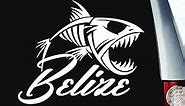 Belize Caribbean Fish Skeleton Vinyl Decal Sticker Bumper Cling for Car Truck Window Laptop Wall Cooler Tumbler | Die-Cut/No Background | Multi Sizes/Colors, 8-Inch, Blue