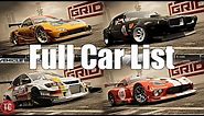 GRID 2019 FULL CAR LIST (All Classes, Exclusive Gameplay)