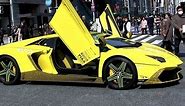 Insane Pimped Out Yellow Lamborghini in Ginza on a crowded Sunday afternoon