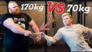 Strongman VS Rock Climber - Who has stronger grip?