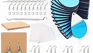 HTVRONT Sublimation Earring Blanks Bulk - 30 Pcs Wood Earrings Blanks with Blue Protective Film - Unfinished MDF Teardrop Earrings for Sublimation Printing with Template, Weeder, Hooks, Jump Rings