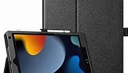 Fintie Folio Case for iPad 9th / 8th / 7th Generation (2021/2020/2019) 10.2 Inch - [Corner Protection] Premium Vegan Leather Stand Back Cover w/Pencil Holder, Auto Sleep/Wake, Black