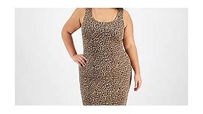 Bar III Plus Size Cheetah-Print Bodycon Midi Dress, Created for Macy's - Macy's