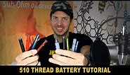 510 Thread Battery Tutorial. Comparison of vape pen style 510 cart batteries all types & features.