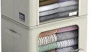 Sorbus Storage Bins with Metal Frame - Stackable & Foldable Clothes Organizer Bags - Oxford Fabric Storage Containers with Large Clear Window & Carry Handles Organization for Bedding Linen & Clothing