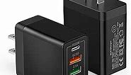 [40W/2Pack] Charger Block, USB C Wall Charger, Charger Cube, 4Port Fast Charging Block Brick Compatible for Watch Series 8 7 iPhone 14 13 Pro Max Airpod Brick Plug Power Adapter (Black)