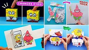 6 Cool paper crafts with SpongeBob SquarePants and Patrick Star. Easy Paper Transformations ARTS