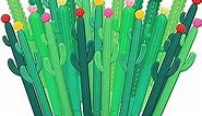 Outus 24 Pieces Cactus Pens Cactus Shaped Roller Pens Kids Green Cactus Pens Saguaro Shaped Pen Black Gel Ink with Flower for Classroom Office School Student Gift Supplies(Fresh Style)