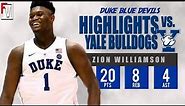 Zion Williamson Duke vs Yale - Highlights | 12.8.18 | 20 Pts, 8 Rebs, 4 Assist!