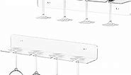 Hexsonhoma Clear Acrylic Under Cabinet Wine Glass Holder, Wall Wine Glass Storage Shelves, Stemware Wall Rack (4 Glasses 2 Pack)