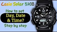 How to set Time and Date Casio Tough Solar 5208 aq-s810w aq-s800w