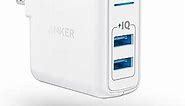 USB Charger, Anker Elite Dual Port 24W Wall Charger, PowerPort 2 with PowerIQ and Foldable Plug for iPhone 15/14/13/12/11 Series, iPad Pro/Air 2/Mini 3/Mini 4, Samsung S4/S5, and More