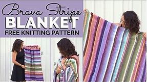 Free Blanket Knitting Pattern: Brava Stripe Blanket - Easy Knit Afghan