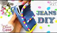DIY JEANS BACKPACK PHONE CASE NO SEW TUTORIAL
