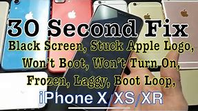 iPhone X/XS/XR: How to FIX Black Screen, Won't Turn Off/On/Reboot, Stuck on Apple Logo
