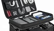 BAGSMART Electronics Travel Organizer, Large Charger Organizer Bag, Double Layer Tech Organizer Pouch,Portable Travel Cord Storage Bag with Handle for Tablet, Earphone, Black
