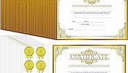 Yeaqee 200 Pcs Certificate of Recognition Certificate Paper with Gold Sticker Seals Pre Printed Award Certificates for Graduation Diploma Achievements Students Teachers Employees Gift, 8.7 x 11 Inch