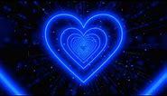 Beautiful💙Blue Heart Background ✨Neon Lights Love Heart Tunnel Loop [4 Hours]