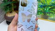 Abbery Designed for iPhone 11 Case Glitter Cute Clear with Design Butterfly with Strap Wrist Bling Sparkle Purple Blue Aesthetic Protective Glossy Phone Cover Case for Women Girls (Butterfly)