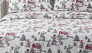 Great Bay Home 4 Piece 100% Turkish Cotton Full Winter Lodge Flannel Sheet Set | Cotton Printed Bedding Sheets & Pillowcases | Double-Brushed Flannel Bed Sheets (Full, Winter Wonderland)