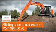 Hitachi ZX135US-6 sliding arm excavator [WALK-AROUND]