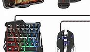 Half Hand Gaming Keyboard and Mouse Combo Laelr 35 Keys PUBG Wired Mechanical RGB LED Backlit Half Keyboard with Wrist Rest Wired Gaming Mouse Converter for Android IOS, Not support IOS 13.4 and above