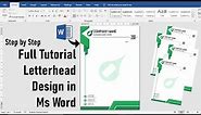 A4 Letterhead Design Full Tutorial in Ms Word(Step by Step) | Learn Design Idea | Letterpad Design |